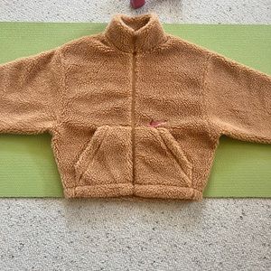 Nike Sherpa zip up jacket. Size small. Cropped style.